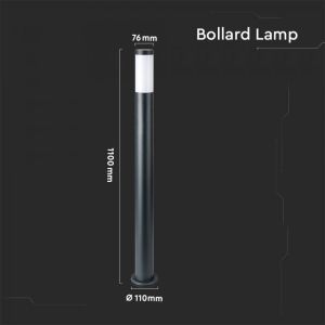 Е27 Bollard Lamp 110CM With Stainless Steel Body Grey IP44