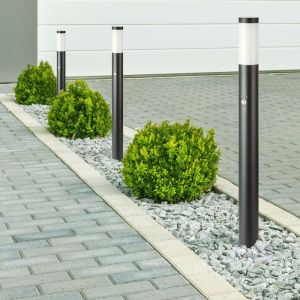 E27 Bollard Lamp 110CM With PIR Sensor Stainless Steel Body Grey IP44