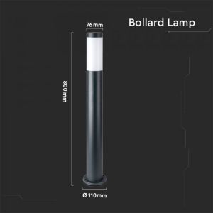 E27 Bollard Lamp 80CM With Stainless Steel Body Black IP44