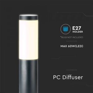 E27 Bollard Lamp 80CM With Stainless Steel Body Black IP44