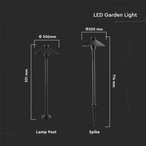 7W Led Garden Spike Light Black Body IP65 3000K