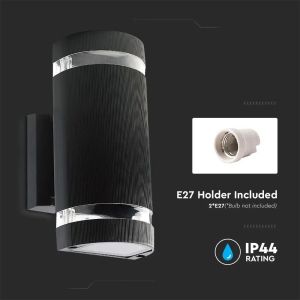 LED Wall Light With Black Body IP44 E27 Round