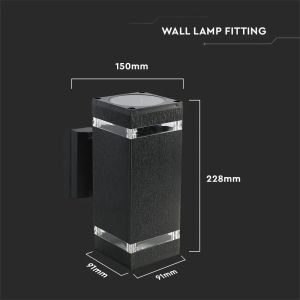 LED Wall Light With Black Body IP44 E27 Square