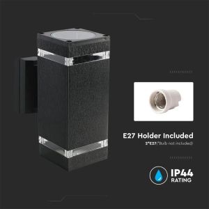 LED Wall Light With Black Body IP44 E27 Square