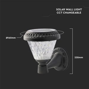 LED Sollar Wall Light With RF Control 3in1 IP44 Black Body