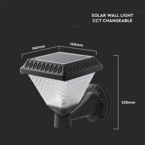 LED Sollar Wall Light With RF Control 3in1 IP44 Black Body