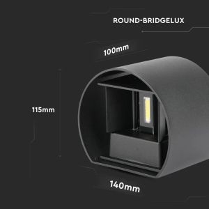 6W Wall Lamp With Bridglux Chip Black Body Round IP65 3000K