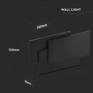 12W LED Wall Light Black Body 3000K IP20