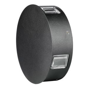 4W LED Wall Light Black Body Round 3000K IP65