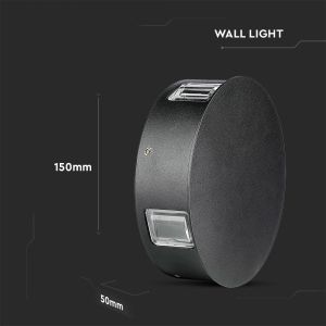 4W LED Wall Light Black Body Round 3000K IP65