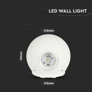 6W LED Wall Light White Body Round IP65 3000K