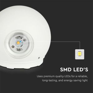 6W LED Wall Light White Body Round IP65 3000K