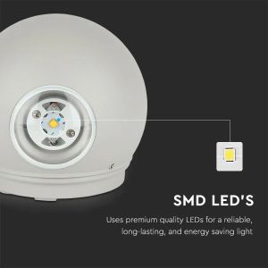 6W LED Wall Light Grey Body Round IP65 3000K