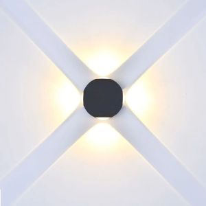 4W LED Wall Light Black Body Round 3000K IP65