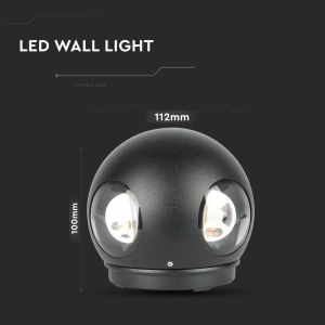 4W LED Wall Light Black Body Round 3000K IP65