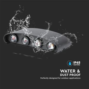 8W LED Wall Light Sand Black IP54 4000K