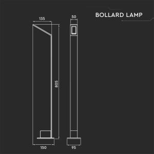 6W LED Outdoor Bollard Lamp Grey Body 4000K IP54