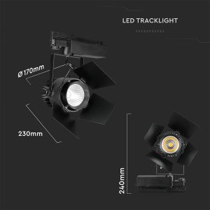 33W LED Tracklight SAMSUNG CHIP Black Body 4000K