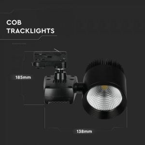 23W LED Track Light Black Body Round 5000K