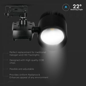 23W LED Track Light Black Body Round 5000K