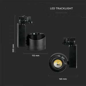 33W LED COB CRI>95 Track Light Black Body 5000K