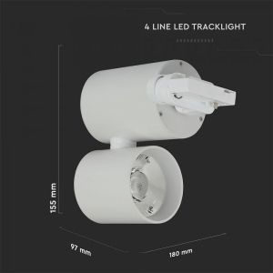 15W LED Track Light White Body 6000K 5 Years Warranty