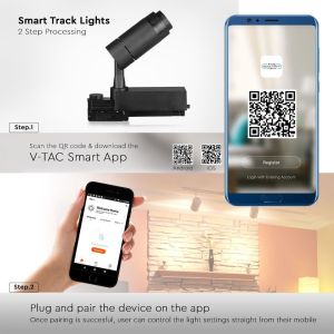 15W LED Track Light With Blue Tooth Control 3 in 1 Black