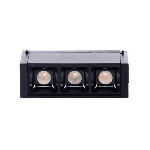 3*1W LED Magnetic SMD Linear Spotlight Black IP20 24V 3000K