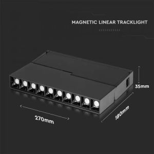 10*2W LED Magnetic SMD Gimbal Linear Spotlight Black IP20 24V 4000K