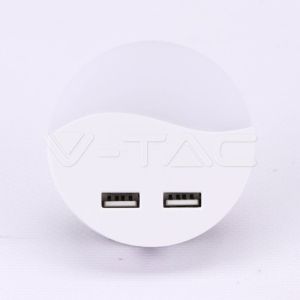 LED Night Light With USB Round 3000K