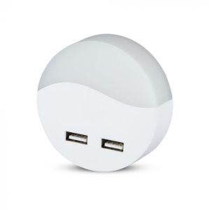 LED Night Light With USB Round 3000K