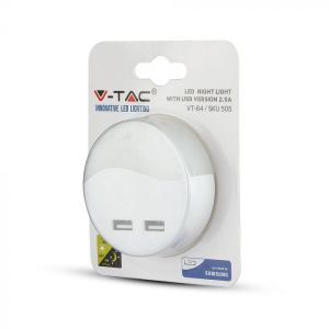 LED Night Light With USB Round 3000K