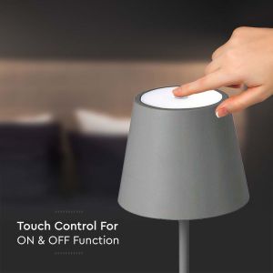 3W Led Table Lamp Rechargeable Touch Dimmable Grey Body 3000K