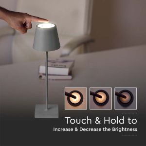 3W Led Table Lamp Rechargeable Touch Dimmable Grey Body 4000K