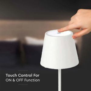 3W Led Table Lamp Rechargeable Touch Dimmable White Body 3000K