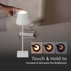 3W Led Table Lamp Rechargeable Touch Dimmable White Body 3000K