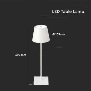 3W Led Table Lamp Rechargeable Touch Dimmable White Body 4000K