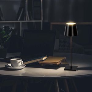 3W Led Table Lamp Rechargeable Touch Dimmable Black Body 3000K