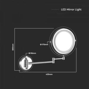 3W LED Mirror Light Wall Mounted With 4*AAA Battery Nickel Body D:17CM