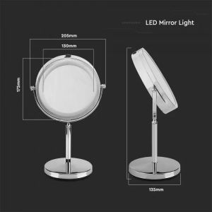 3W LED Mirror Light With 4*AAA Battery Nickel Body D:17CM