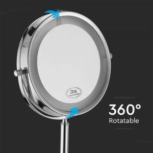 3W LED Mirror Light With 4*AAA Battery Nickel Body D:17CM