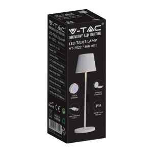 2W Led Table Lamp (4400mA Battery) IP54 White Body 3000K