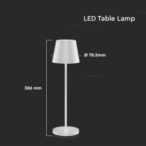 2W Led Table Lamp (4400mA Battery) IP54 White Body 3000K