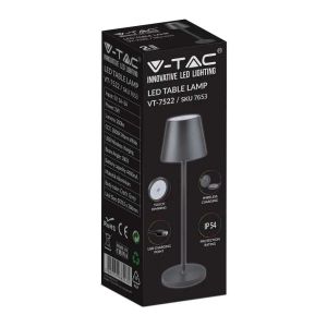 2W Led Table Lamp (4400mA Battery) IP54 Black Body 3000K