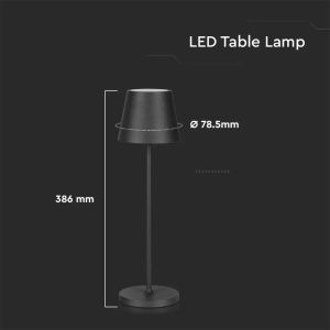 2W Led Table Lamp (4400mA Battery) IP54 Black Body 3000K