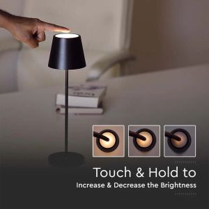 2W Led Table Lamp (4400mA Battery) IP54 Black Body 3000K