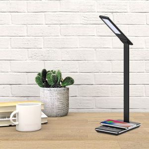 4W LED Table Lamp 3in1 Wireless Charger Square Black Body