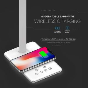 4W LED Table Lamp 3in1 Wireless Charger Square White Body