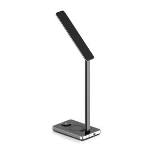 7W LED Table Lamp 3in1 Wireless Charger Square Black Body