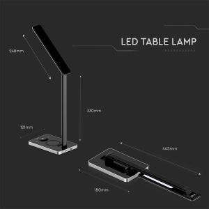 7W LED Table Lamp 3in1 Wireless Charger Square Black Body